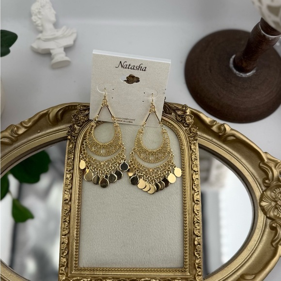 Natasha Gold Filigree Statement Earrings – Boho Chic Vibes! ✨ - Picture 10 of 12